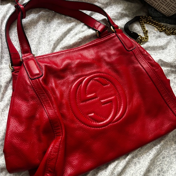 Gucci Red Leather Shoulder Bag - Picture 1 of 6